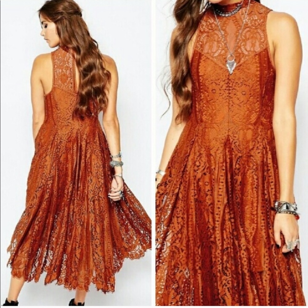 Free people lace rust dress